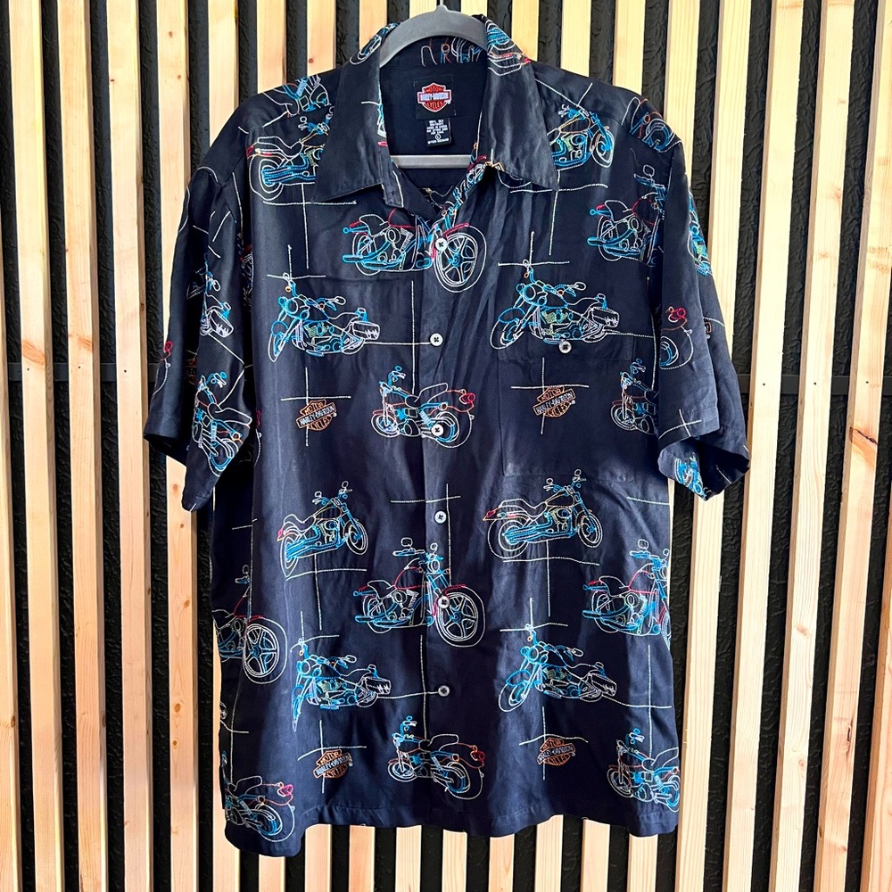 Harley Davidson Men’s Silk Button Down Shirts, Large